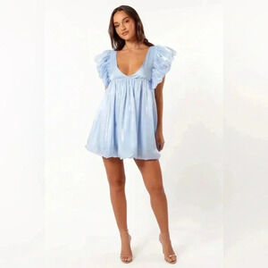Petal + Pup NWT DULIP FRILL‎ SLEEVE MINI DRESS - BLUE- Medium